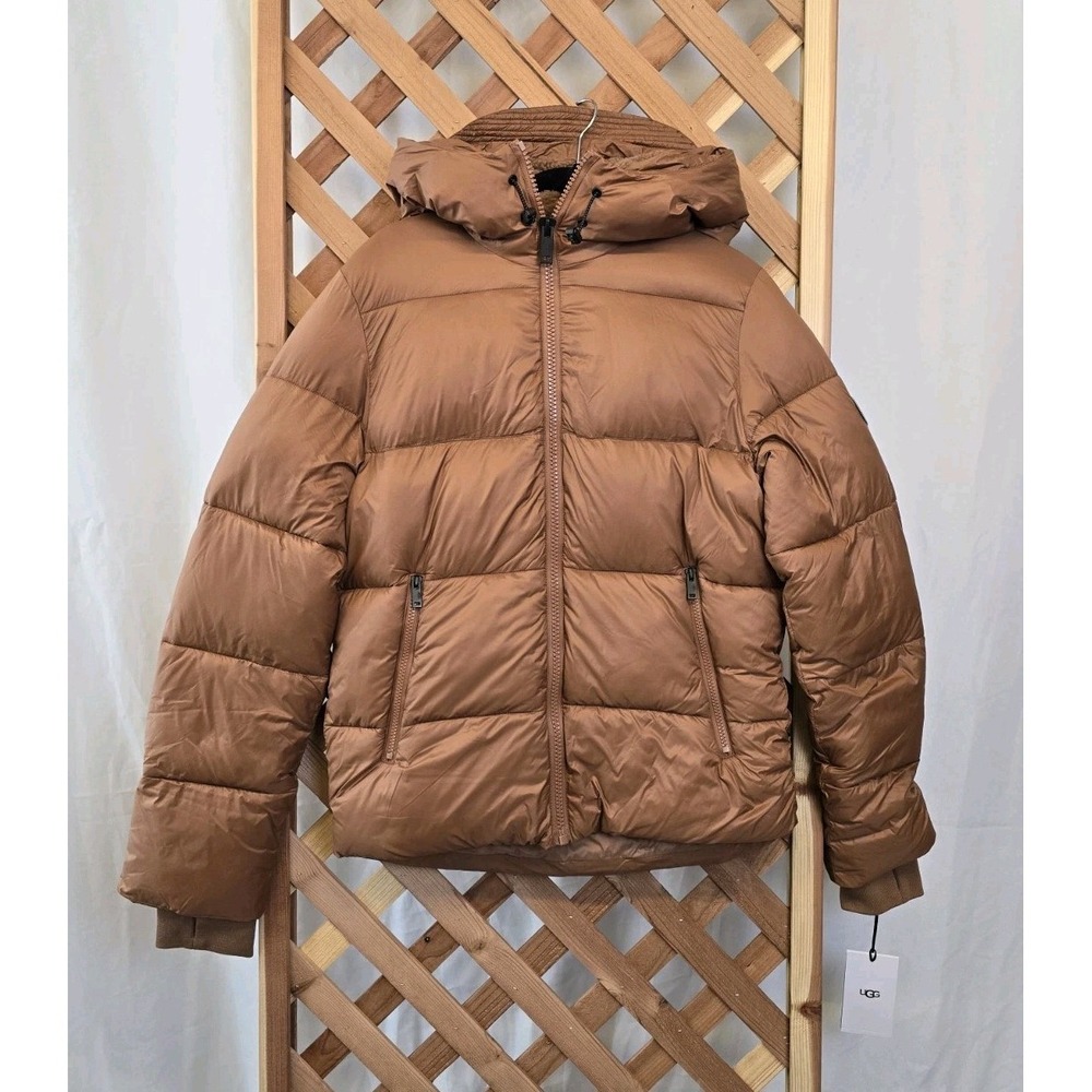 UGG Brayden Puffer Jacket‎ Men's XS Sherpa Hood -Cedar Bark Water-resistant $248
